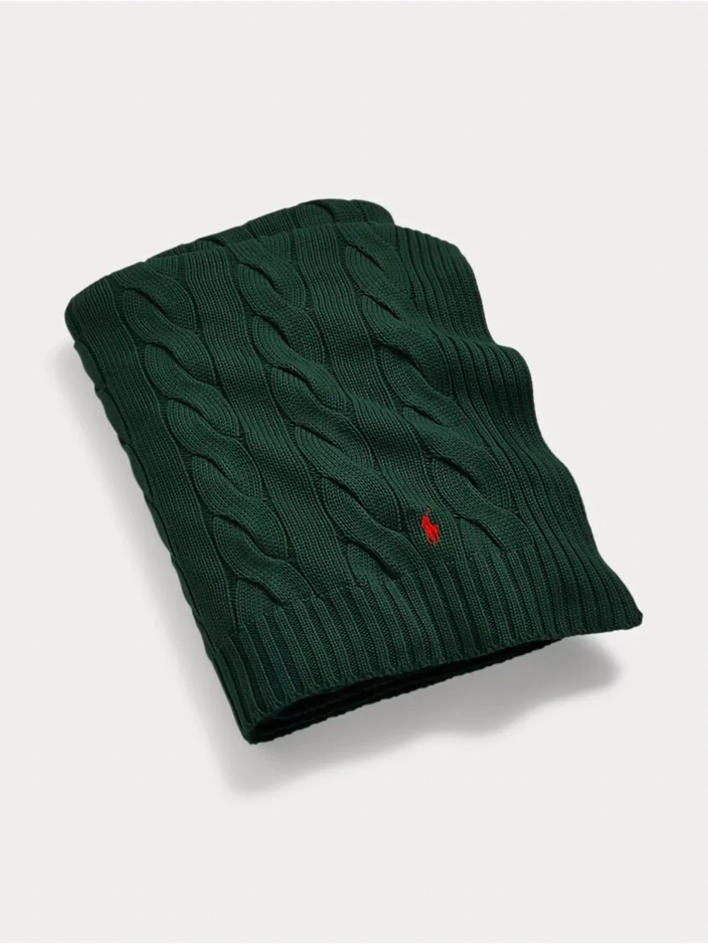 NEW❤️Ralph Lauren Cotton Forest Green Cable-Knit Blanket